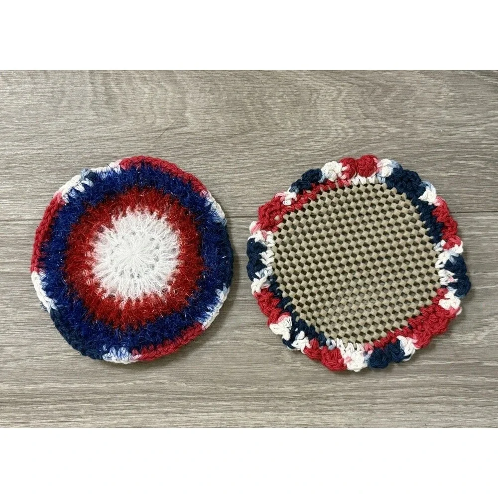 Crocheted Dish Scrubby & Jar Opener Gripper Set Of 2 - 1 Scrubby + 1 Gripper